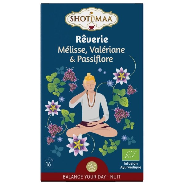 Tisane bio rêverie à la mélisse, valériane et passiflore