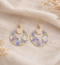 Boucles d'oreilles créoles fleuries mauves