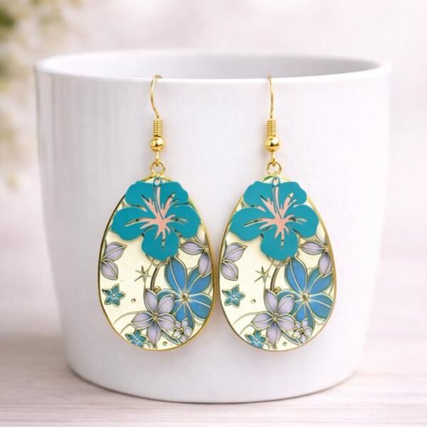 Boucles d'oreilles florales bleues bohème
