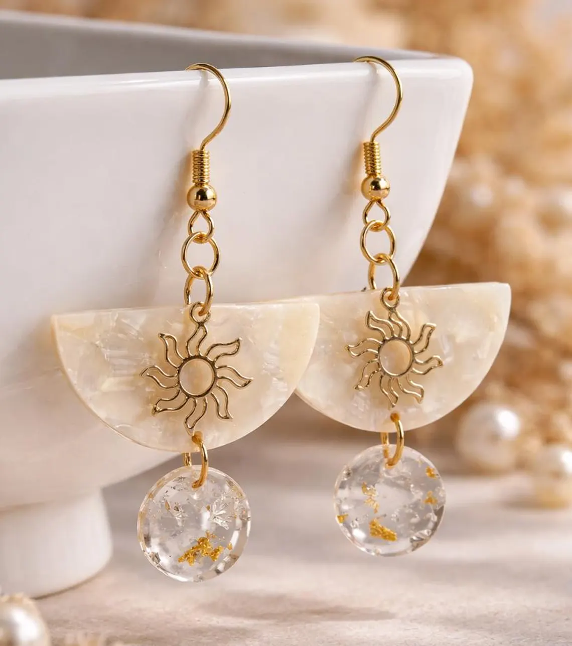 Boucles d'oreilles acétate et soleil