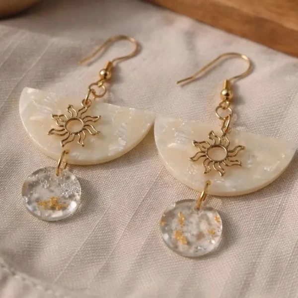 Boucles d'oreilles soleil et acétate
